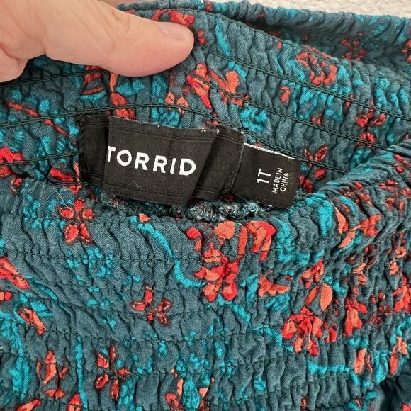 Torrid Pull-On Wide Leg Challis Smocked Waist High-Rise Pant Boho Festival 1XT - Picture 7 of 13